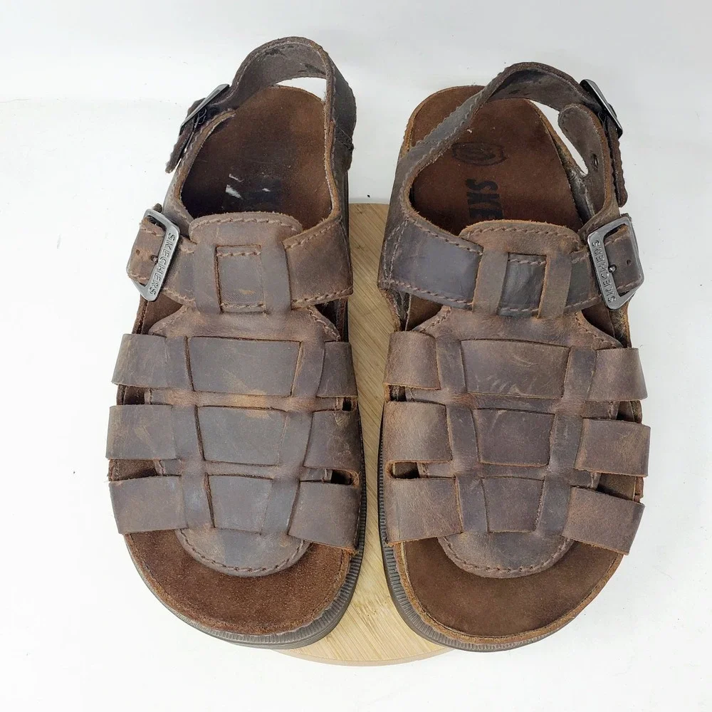 Skechers Jammers Sandals Mens 11 Fisherman Brown Chunky Platform 90s‎ Y2K Shoes